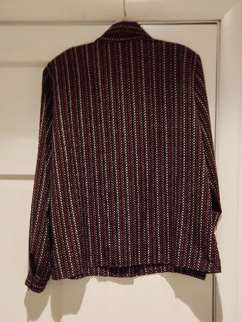 Vintage Liz Baker Black Blouse with Red and Cream Polka Dots Size 14